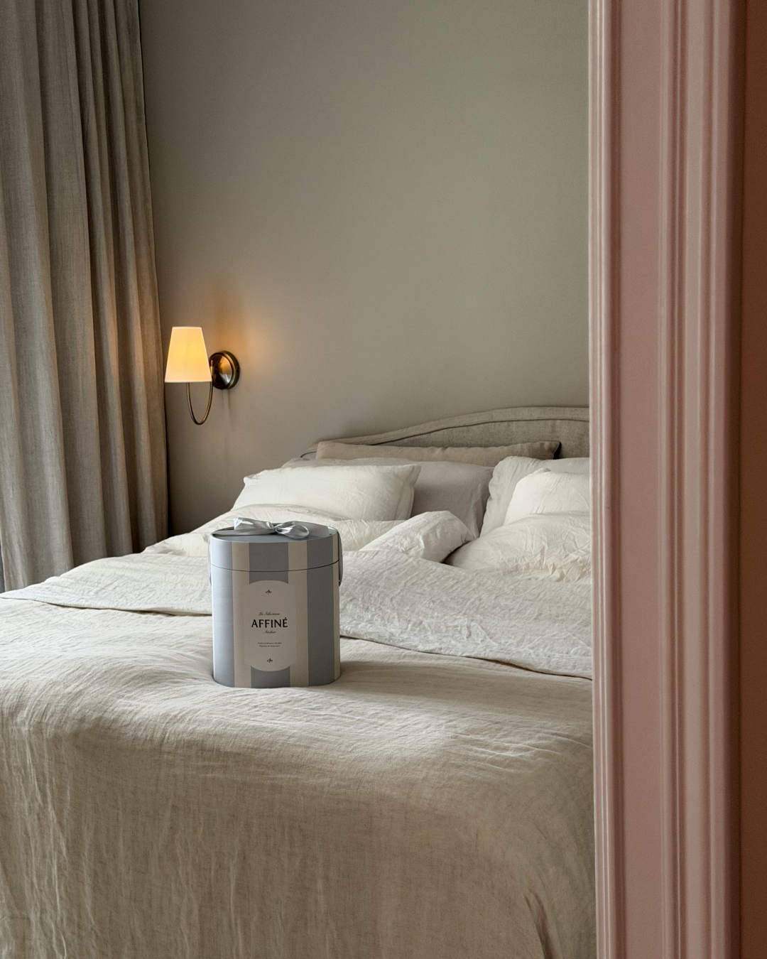 Affiné signature gift box – each lamp arrives wrapped and tied by hand.