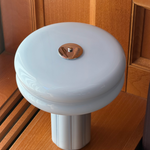 Close-up of the Affiné Portable Lamp in Powder Blue.